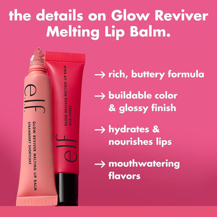e.l.f. Glow Reviver Melting Lip Balm, Hydrating Tinted Lip Balm For A Glossy Finish & Soft, Supple Lips, Vegan & Cruelty-Free, Blue Razz Slushy