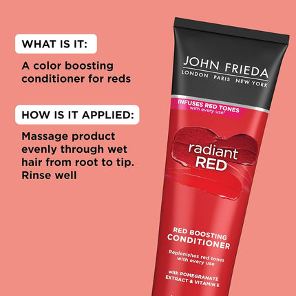John Frieda Radiant Red, Color Boosting Conditioner, Hydrates and Enhances Red Tones with Pomegranate Extract and Vitamin E for Natural or Color-Treated Hair, 8.3 Oz