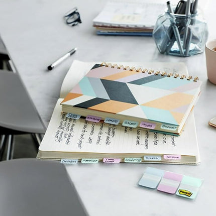Post-it® Pastel Color Tabs, Gradient Blue, Pink, Clear, 36 Tabs/Pack