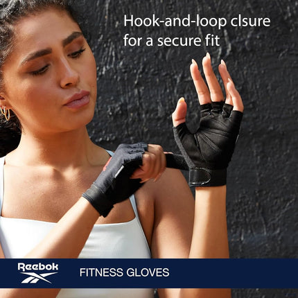 Reebok Classic Fingerless Gloves Lightweight Fitness Weightlifting Gloves for Workout, Crossfit, Cycling and Home Gym Exercise, Breathable Workout Gloves for