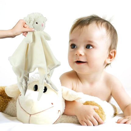 CREVENT Baby Welcome Set Storage Basket with Two Blankets+ A Security Blanket + A Taggie + A Bag with Ribbon (Ivory)