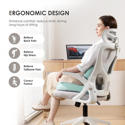 FLORICH Memory Foam Truck Seat Cushion with Adjustable Strap,Seat Cushion and Lumbar Support Pillow for Car Office Chair, Ergonomic Back Support & Sciatica Relief for Long Drives（Green