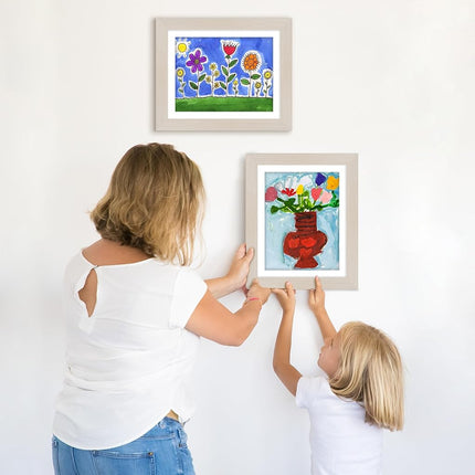 Americanflat - 2 Pack - Kids Artwork Display Frame Changeable (Light Wood) - Magnetic Door Holds 100 Art Pieces - A4 Size Display with Mount or 10x12.5 Without Mount - My Mini Masterpiece