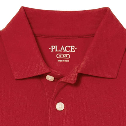 The Children's Place Boy's Short Sleeve Pique Polo, Classic Red/Nautico/White, XX-Large