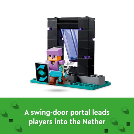 LEGO Minecraft The Armoury Toy - incl. a Nether Portal, plus Alex & Armoursmith Figures with a Golden Axe, Swords & Shield Accessories - Gaming gift for 7+ Year Old Boys & Girls - 21252