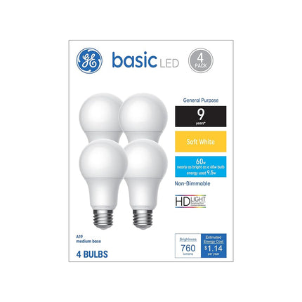 GE Lighting 37019 Eq Basic Daylight Bulb 60W - Warm White - Pack of 8 4 Pack De Soft White