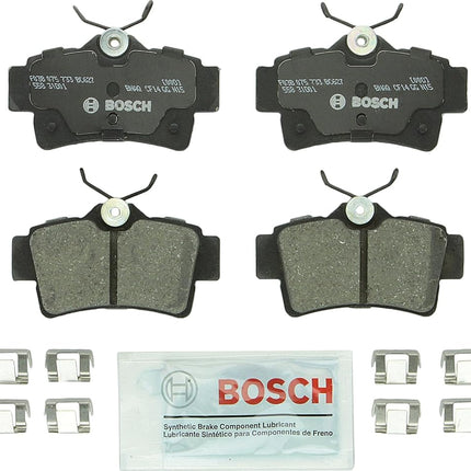 Bosch BC627 QuietCast Premium Ceramic Disc Brake Pad Set For Ford: 1994-2004 Mustang; Panoz: 1999-2000 AIV Roadster, 2001-2007 Esperante; Rear