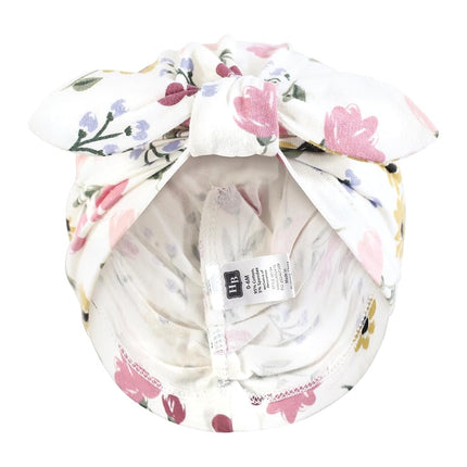 Hudson Baby Infant Girls Turban Cotton Headwraps, 0-24 Months, Soft Painted Floral, 0-24 Months