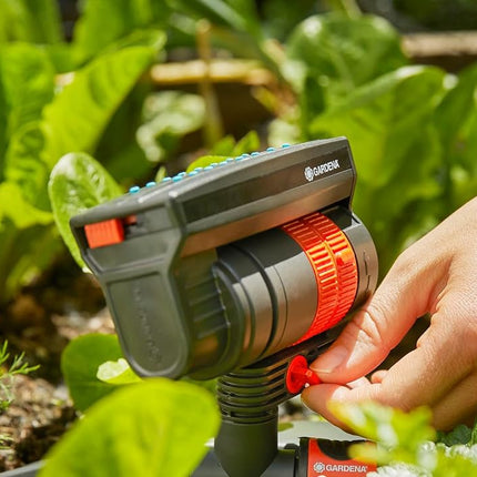 GARDENA (18709-81) Up to 2300 sq ft - ZoomMaxx Adjustable Oscillating Sprinkler on Metal Step Spike for Watering Large Area Lawn, Yard and Garden. Quick Connect Included for Ease of Connection.