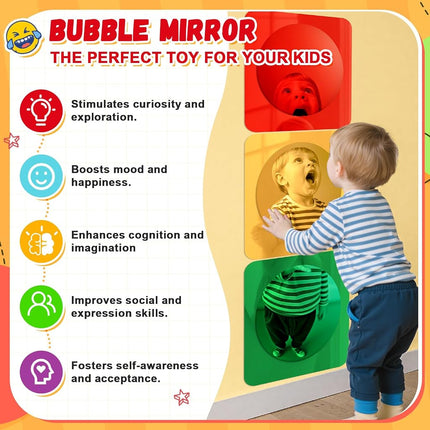 Geiserailie 3 Pcs Sensory Wall Bubble Mirrors, 10 x 10 Inch, CPC Certified