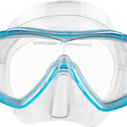 CRESSI Ondina Jr + Top Combo - Combo Set Diving Mask Ondina and Snorkel Top, Clear/Aquamarine, 7/13 years, Kid Unisex