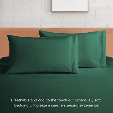 Elegant Comfort Luxury Soft 1500 Thread Count Egyptian 4-Piece Premium Hotel Quality Wrinkle Resistant Coziest Bedding Set, All Around Elastic Fitted Sheet Deep Pocket up to 16inch, Queen Hunter Green