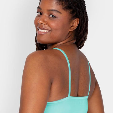 Fruit of The Loom Women's Spaghetti Strap Cotton Sports Bra-All-Day Comfort, Opaque, Lentil/Aruba Blue/Dutch Blue, 44 (Pack of 3)