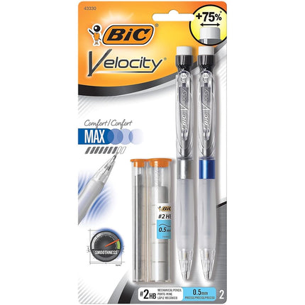 BIC .5mm 2ct Mechanical #2 Pencil with Refills - Velocity Max Black