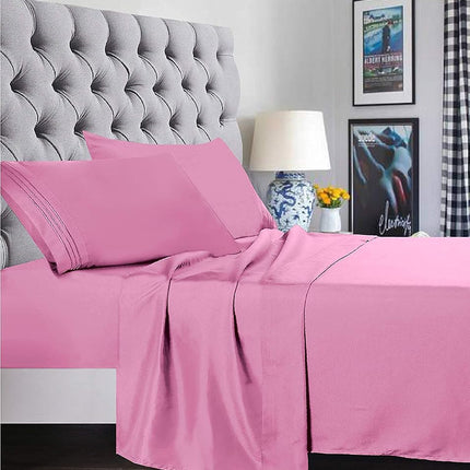 Elegant Comfort ® 1500 Thread Count Egyptian Quality Super Soft WRINKLE FREE & WRINKLE RESISTANT 3 pc Sheet Set, Deep Pocket Up to 18" and Colors, Twin/Twin XL Light Pink