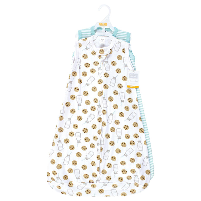 Hudson Baby Gigoteuse à manches longues en coton pour bébé, Couverture, Gigoteuse sans manches imprimé Milk Cookies, 0-3 mois