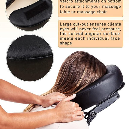 Kalolary Massage Face Cradle Cushion for Massage Tables, Universal Crescent Headrest Face Rest Neck Head Cushion Pillow for Massages Chairs Spa Bed (Black)