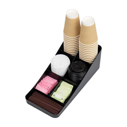 Mind Reader Tea Storage, Cup and Condiment Station, Set of 2, Countertop Organizer, Kitchen, 7.25" L x 15.5" W x 5.25" H, Black