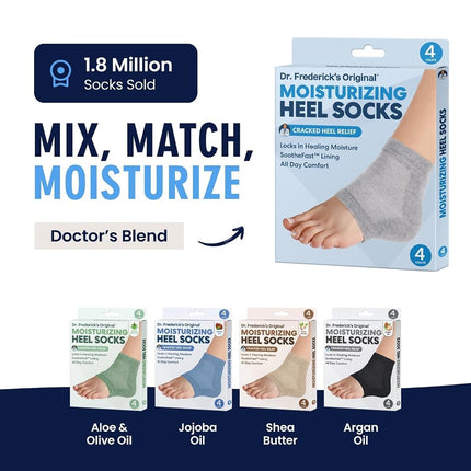 Dr. Frederick's Original Moisturizing Heel Socks for Dry Cracked Heels Treatment - Infused with Olive Oil, Jojoba Oil and Vitamin E - 2 Pairs - Valentines Day Gifts for Her & Him - Original Formula