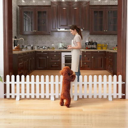 Fiwochic Short Dog Gate 15.75'' High Adjustable Puppy Gate Indoor Folding Pet Door Dog Fence Freestanding Pet Barrier for Doorways Stairs Hallways
