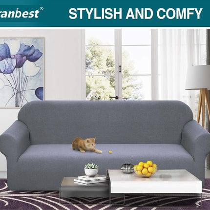 Granbest Premium Water Repellent Sofa Cover High Stretch Couch Slipcover Super Soft Fabric Couch Cover (Light Gray, X-Large)