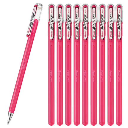 Pentel Matte Hop Pink Color Ballpoint Pen, 10 Count K110-VP