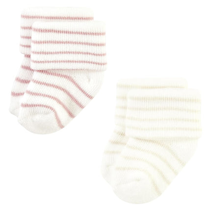 Chaussettes en tissu éponge et coton riche unisexe pour nouveau-né Hudson Baby, motif rayures roses, 6-12 mois, motif rayures roses, 6-12 mois