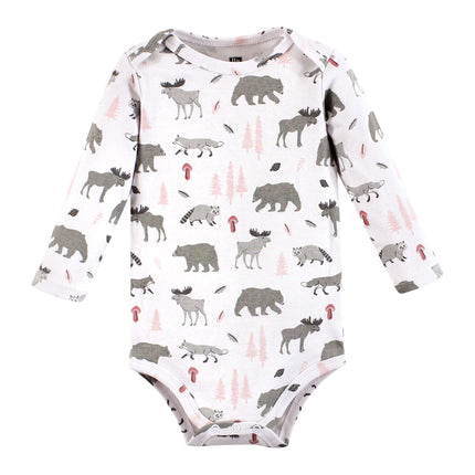 Hudson Baby unisex-baby Cotton Long-sleeve Bodysuits, Girl Woodland Animals, 3-6 Months