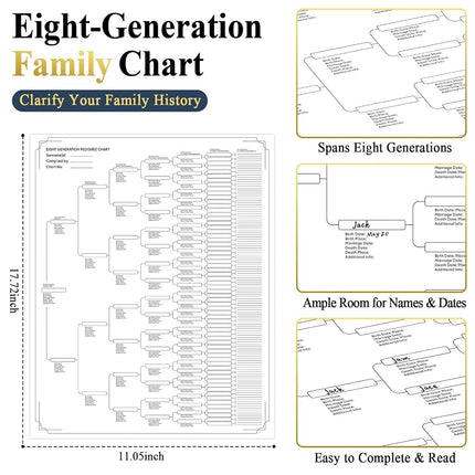 Family History Binder 3 Ring 50 Families Group Sheets 8th Generation Family Tree Chart 16 Genealogy Binder Dividers Burgundy Cover Genealogy Supplies with Pen Loop PVC Pocket for Families History