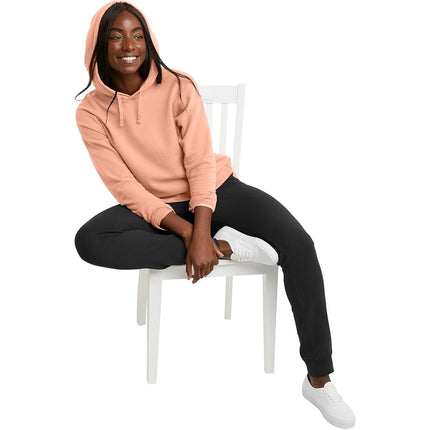 Sudadera con capucha teñida Hanes Originals para mujer, polar, color naranja cantalupo, talla XXG
