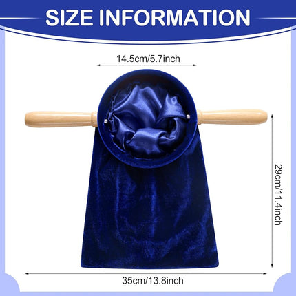 Tioncy Set of 2 Church Tithe Offering Bags with Wooden Handles Church Collection Bag with Handles for Churches Communion Supplies (Blue,13.78 x 5.71 Inch)
