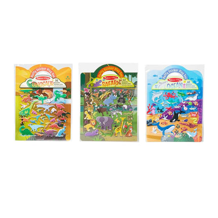 Melissa & Doug Reusable Puffy Sticker Wild Adventures Play Set 3-Pack (118 Stickers: Safari, Dinosaur, Ocean)