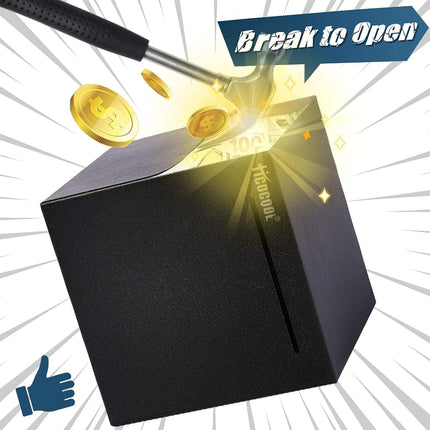 Hicocool Stainless Steel Piggy Bank for Adults Must Break Open, Black 4.72"
