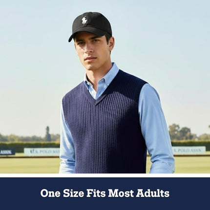 U.S. POLO ASSN. Concept One Small Polo Pony Logo Baseball Hat, 100% Cotton, Adjustable Cap, Black