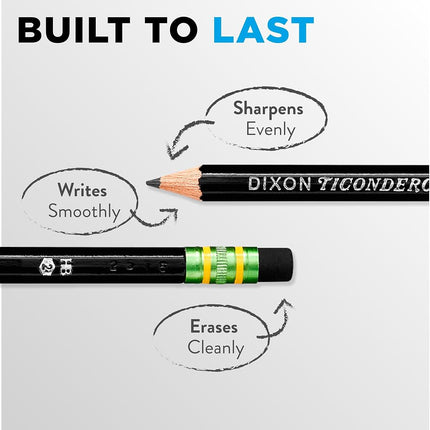 Dixon Ticonderoga Wood-Cased #2 Pencils, Box of 12, Black (13953)