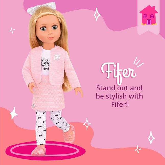 Glitter Girls Fifer 14-Inch Poseable Fashion Doll, Cat-Themed Outfit, Dolls