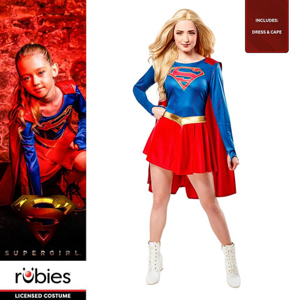 Rubie's Official Supergirl Ladies Fancy Dress Superhero Womens Adults Super Girl Costume Outfit, Red, Large: UK 14-16