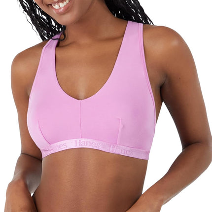 Hanes Women's Originals Ultra Supersoft Racerback, Viscose from Bamboo Bralette, Strawberry Candy Pink, M