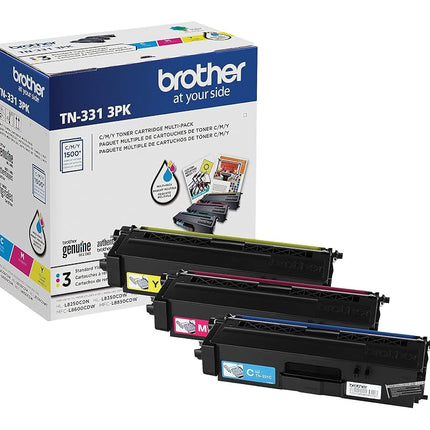 BROTHER Genuine Standard-Yield Color Toner Cartridge Three Pack TN331 3PK -Includes one Cartridge Each of Cyan, Magenta & Yellow Toner