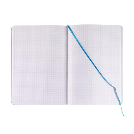 Fabriano Ecoqua Plus Stitch-Bound Notebook, 5.8" x 8.3", A5, Graph, Turquoise