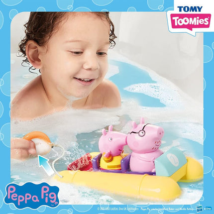 Tomy E73453 Toomies Boat Adventure Set with Peppa Pig - Bath Toys Collection - Grandpa Pig's Boat - Pedalo - Plus 5 Sprinkler Characters - From 18 Months, Multi-Coloured