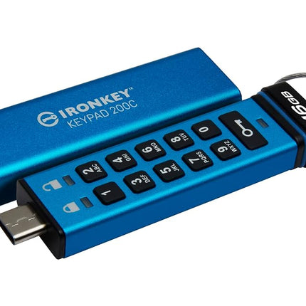 Kingston IronKey Keypad 200C Type-C hardware-encrypted USB Flash Drive FIPS 140-3 Level 3 (Pending) with XTS-AES 256-bit Hardware Encryption -IKKP200C/16GB