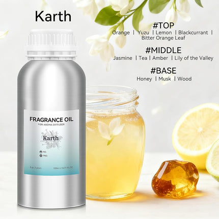 JEPEErbz Karth Essential Oils for Diffuser (500ml / 16.9oz), Natural, Long-Lasting, Luxury & Sophisticated Scent, Ideal for Hotel-Inspired Spaces