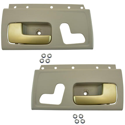 TRQ Front Interior Door Handle Beige & Gold LH & RH Pair Kit for Lincoln Town Car