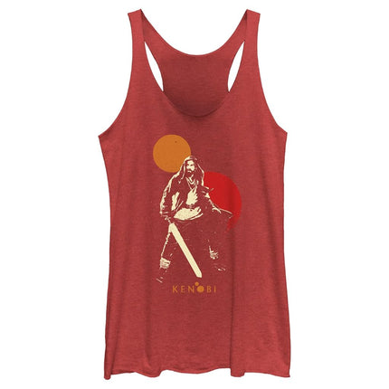 Camiseta sin mangas con espalda nadadora para mujer STAR WARS Double Suns Hero, Rojo Jaspeado, Pequeña