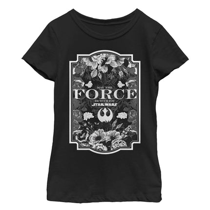 STAR WARS Girls' Big, Black//Force Floral, X-L