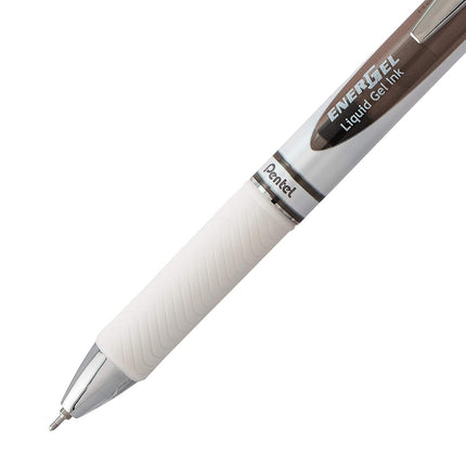 Pentel EnerGel RTX Pearl Retractable Liquid Gel Pen, (0.7mm) Medium Line, Needle Tip, Black Ink, 12 pack (BLN77PW-A)
