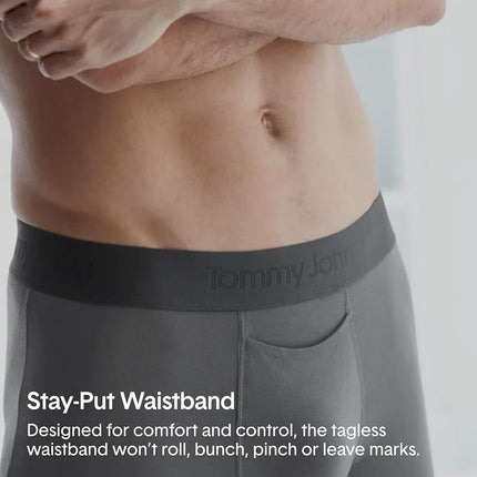Caleçons Tommy John Second Skin pour hommes - Paquet de 3 - Sous-vêtements confortables, respirants et doux pour hommes (Noir/Turbulence/Bleu marine, XXL)