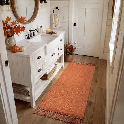 Collive Bathroom Rug 2' x 5', Terracotta Fall Washable Kitchen Runner Rugs