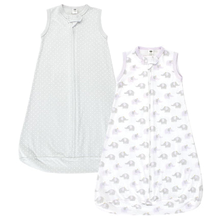 Gigoteuse/sac de couchage portable à manches longues en coton Hudson Baby, motif éléphants, couleur lilas, tailles 3-9 mois